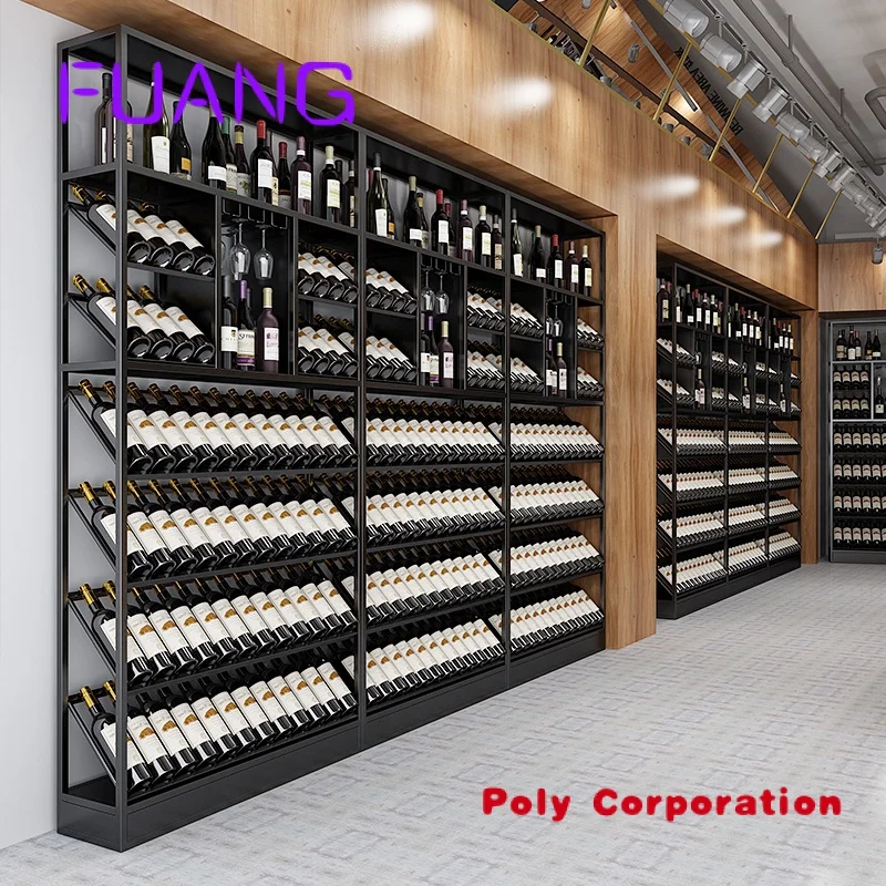 Custom  European style subway art wine cabinet commercial winery wine shelf display cabinet custom wine rack display stand