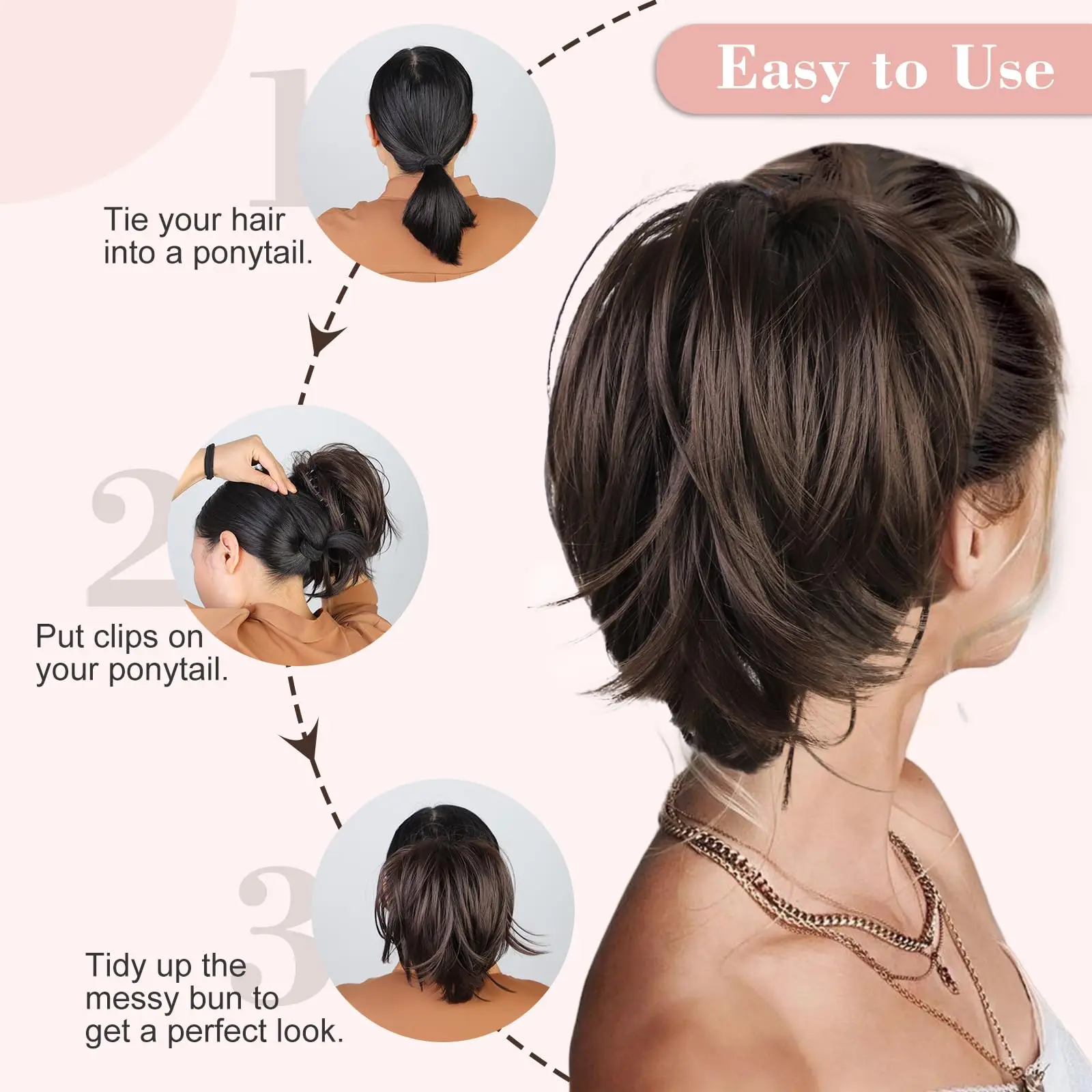 Messy Bun Hair Piece Claw Clip In Hair Buns Piece For Women Straight Short High Ponytail Extension Tousled Updo For Girls hair bun extensions
