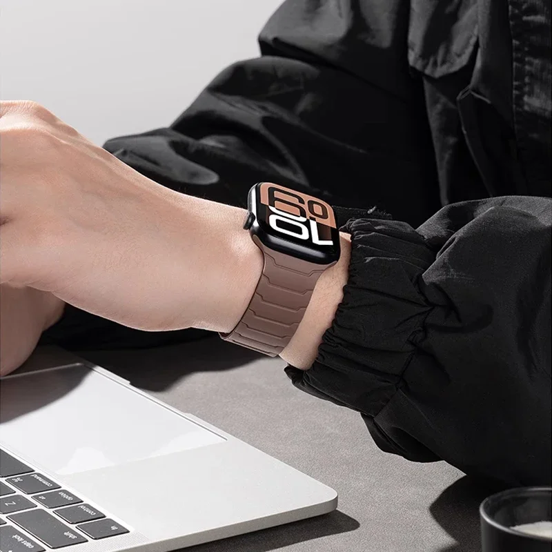 Strap For Apple Watch ultra 2 Band Magnetic Silicone Bracelet IWatch Series...
