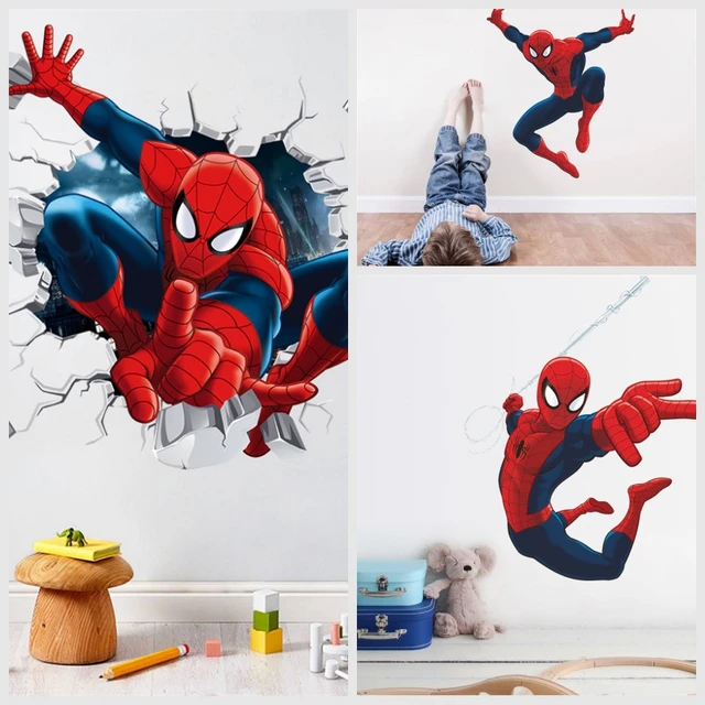 Spiderman adesivi murali per bambini ragazzi camere Spider Man bambini  camera da letto decorazioni per la casa carta da parati vinile Nursery  decalcomanie decorazioni - AliExpress