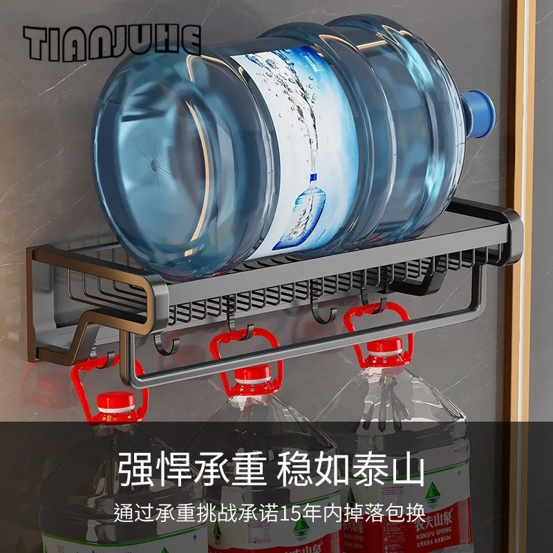 Bathroom Towel Rack with Towel Bar Holder with Hooks Foldable Shelf Wall Mount Shelf Matte Black Updated