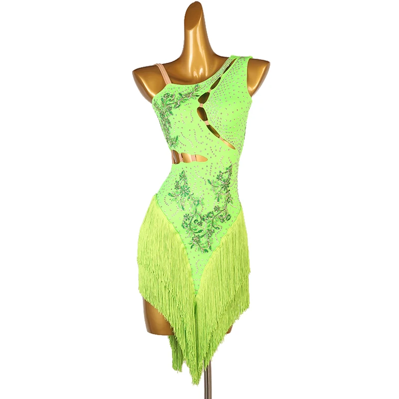 slim fit dress slacks Custom Size Competition Neon Green Latin Dance Dresses for Women Girls  Bling Fringe Salsa Rumba Chacha Ballroom Latin Dance Wear –  Moderndancedress.com main image 0