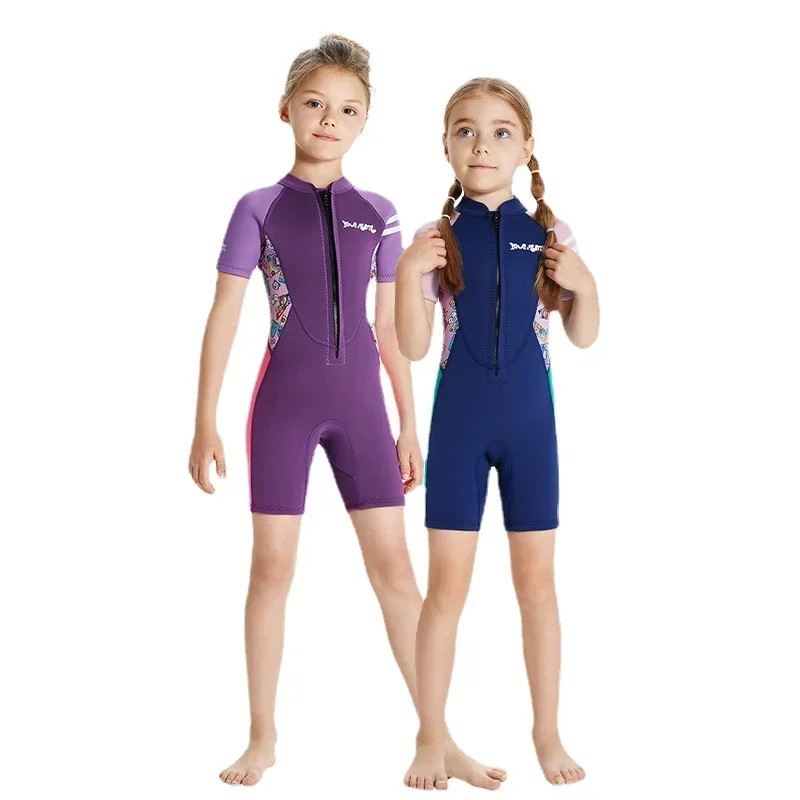 

One Piece Short Sleeve Neoprene Wetsuit Children's Surfing Swimsuit Cold Water Swimming Snorkeling Suit 2.5mm Wetsuits