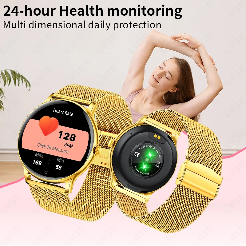 LIGE Smart Watch Sports Fitness Men Women Heart Rate Health Monitor Bluetooth Call IP68 Waterproof Watch Alarm Clock Smartwatch