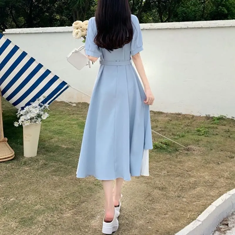 V-Neck Long Dress Korean Fashion Robe Playa Summer Dresses Women 2024 Casual Urban Trendyol Female Clothing Elegant Gowns Basic