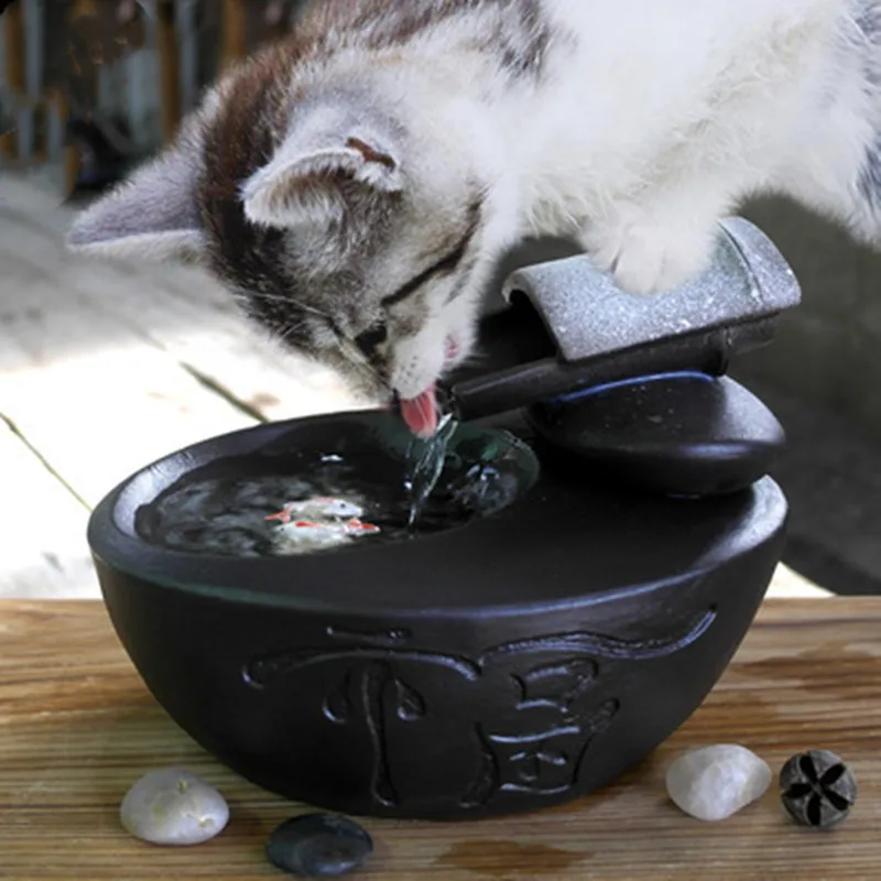 Fuente bebedero de agua con comedero para gatos - MASCOTAMODA