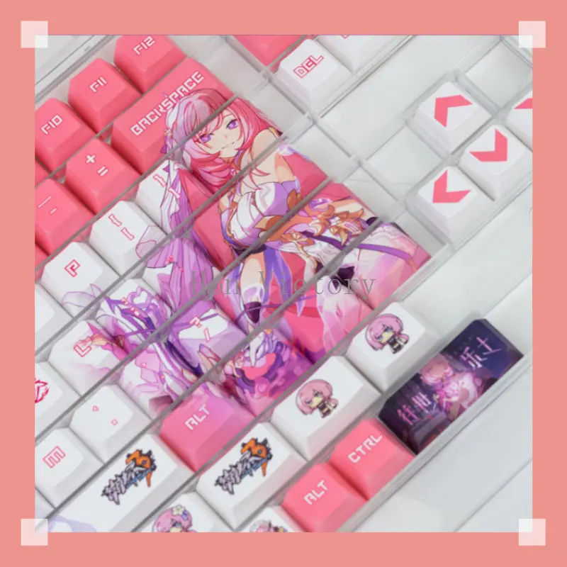Chaves Honkai Impacto Elysia Pbt Cinco Lados Tintura Sublimação Keycaps Herrscher do Perfil de Cereja Humana Jogo Original Periférico 108