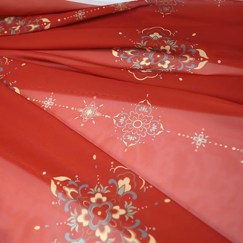 Tang-Stil Blumen druck Chiffon Stoff Hanfu alten Stil Rock klassischen Stoff DIY Nähen Designer von dem Meter dünnen Stoff – Detail 3