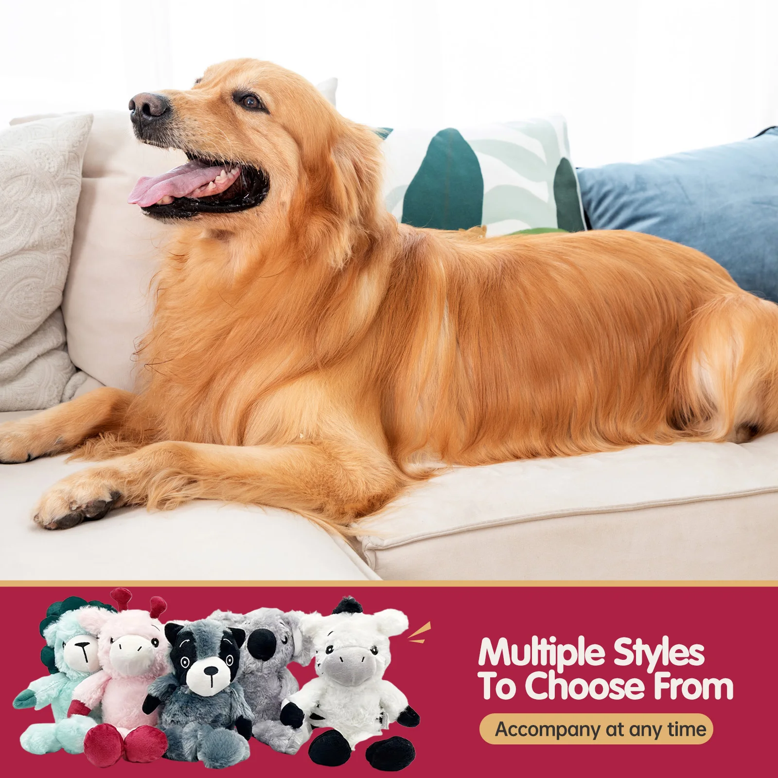 Pet dog plush toy lion Koala raccoon zebra rhinoceros accompany big, small and medium dogs 3
