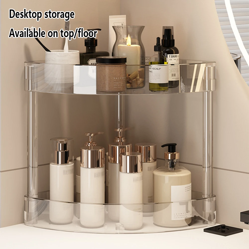 Stainless Steel Wheeled Corner Storage Shelf Transparent Corner Rack Floor Toilet Bathroom Triangle Storage Rack Gap Multi-layer
