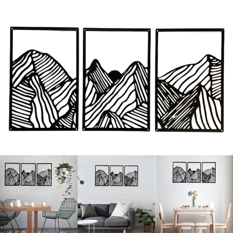 

3pc Metal Wall Sign Mountain Forests Hangings Pendants Wall Sculpture Abstract Art Perfect for Stylishs Home Decorations