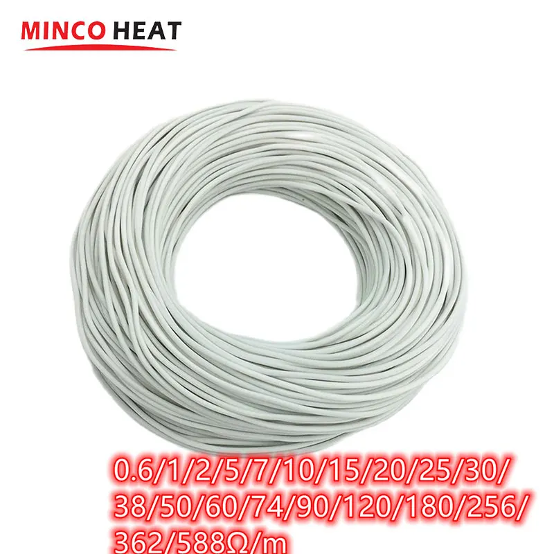 Minco Upgraded Heating Cables Silicone Rubber Warm Wire 5V 12V 24V 36V 48V For Local Handmake Car Seat Blanket Heating 1m Tries