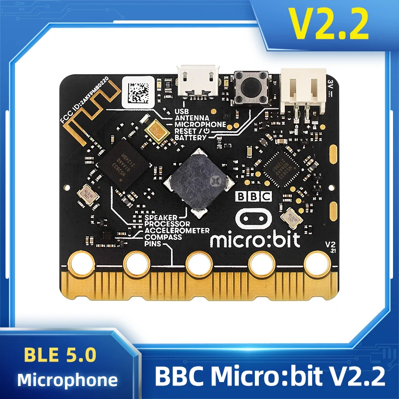 Bbc Micro:bit V2.2 Processador Atualizado Sensor de Toque Capacitivo com Alto-falante Microfone Ble 5.0 Indicador Led Micro Bit para Crianças