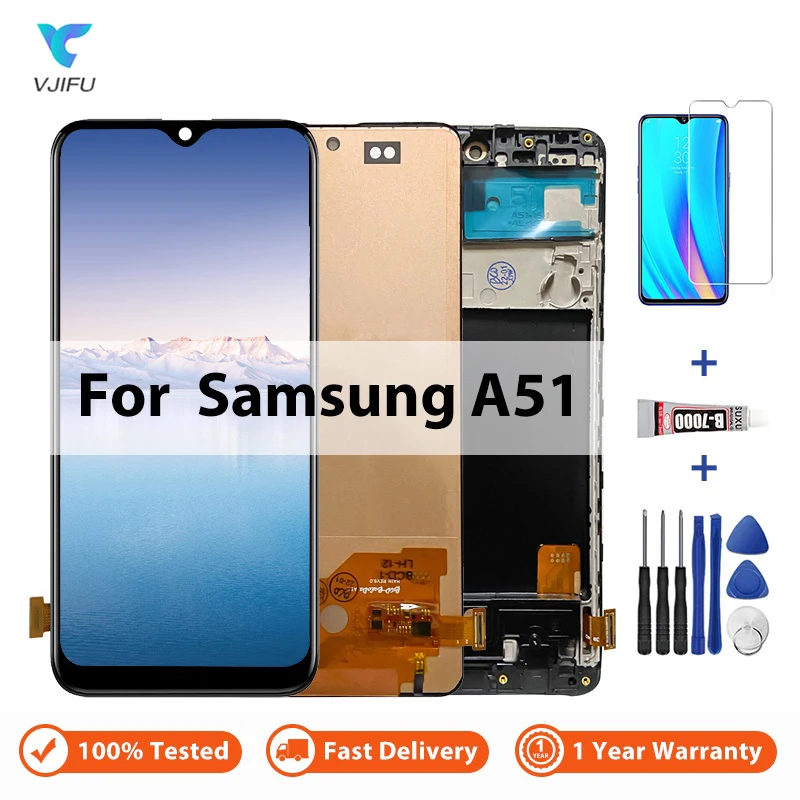 ЖК-дисплей A51 для Samsung Galaxy A51 A515 A515FN/DS A515F, дисплей с сенсорным экраном и дигитайзером в сборе, замена 100% Протестировано 6,5