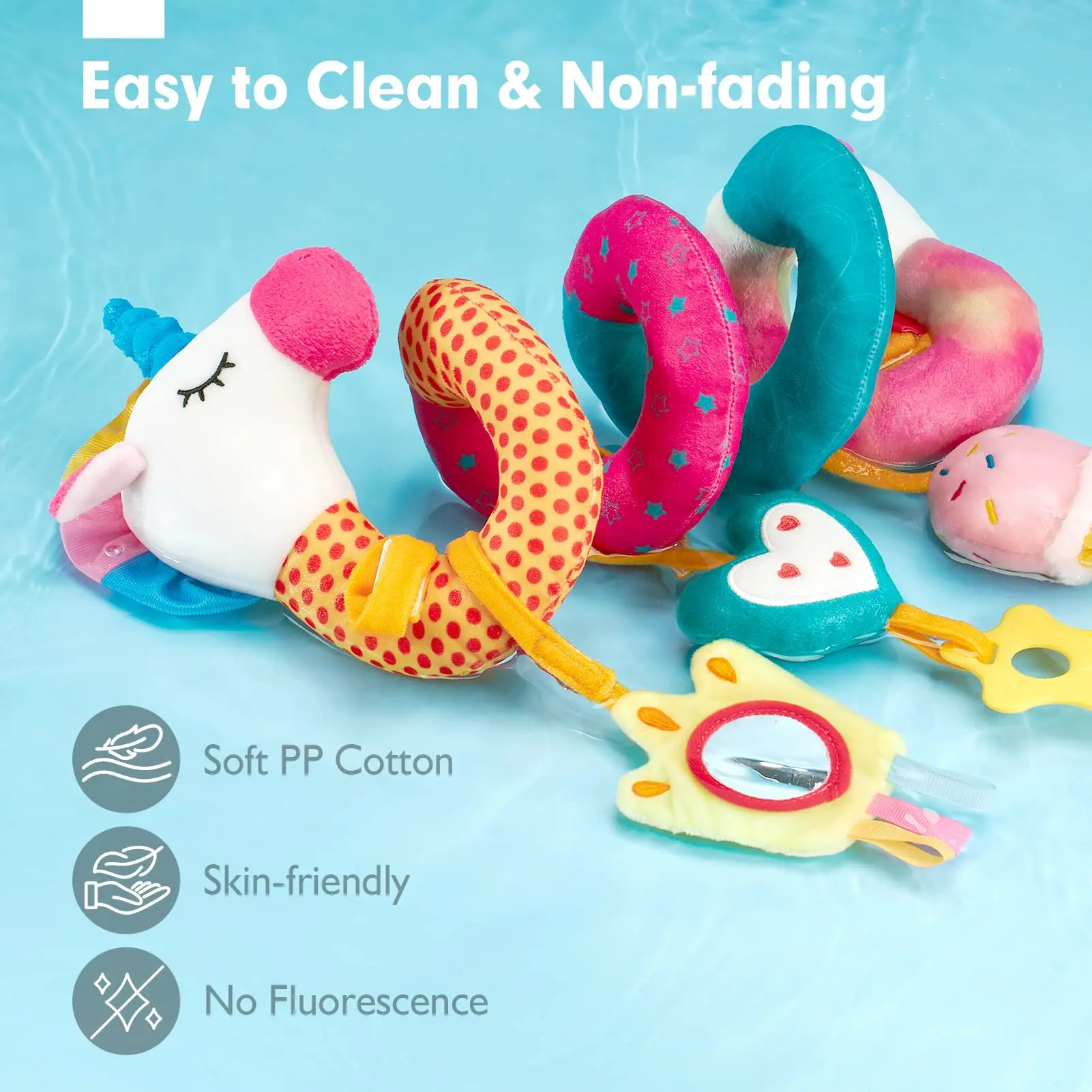 Unicorn Car Seat Toys for Babies Rattle Mirror Squeaky Carseat Stroller Toys 0-6 Months Developmental Newborn Baby Girl Gifts 6