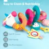 Unicorn Car Seat Toys for Babies Rattle Mirror Squeaky Carseat Stroller Toys 0-6 Months Developmental Newborn Baby Girl Gifts 6