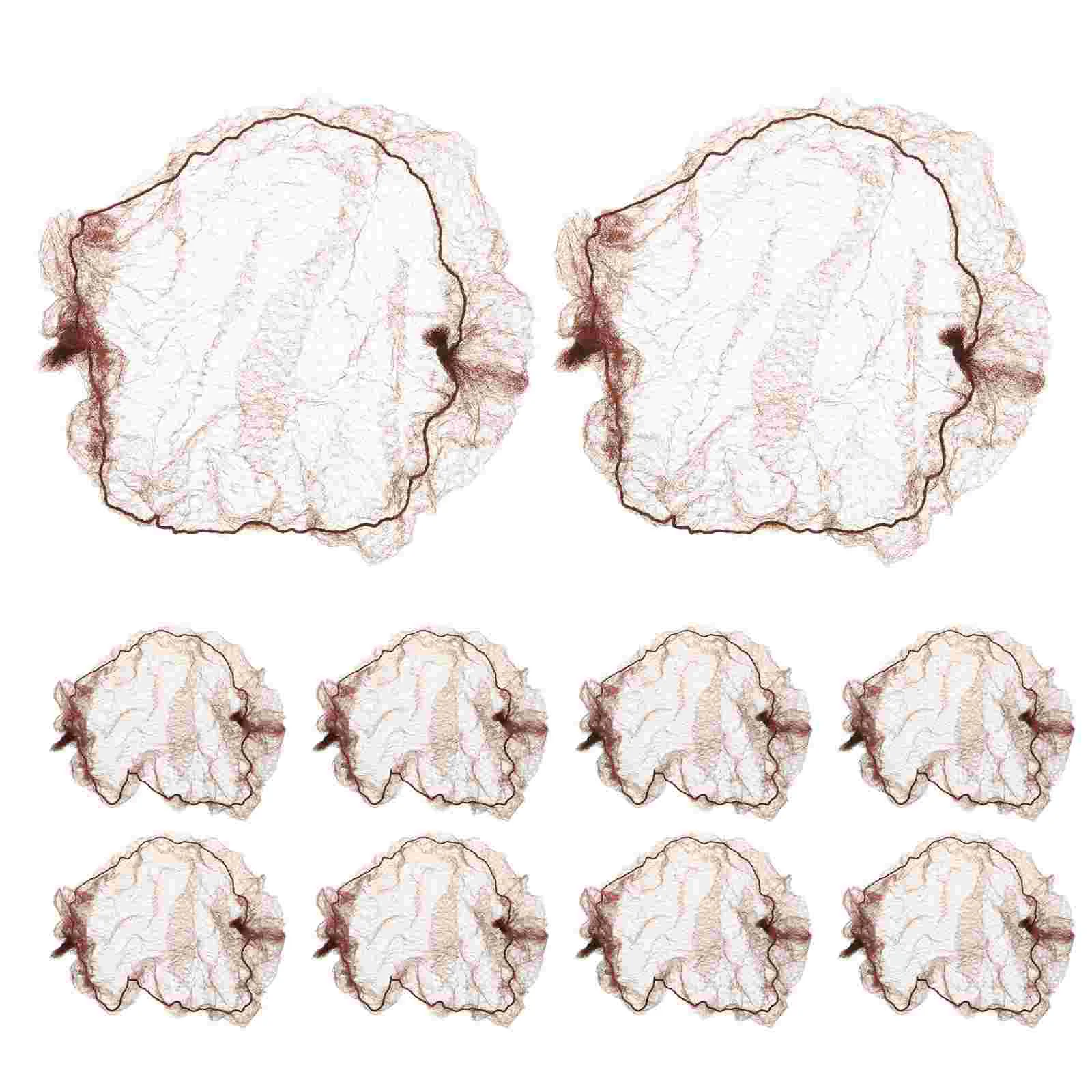 10 Pcs Kettlebells Hair Net for Stewardess Girl Accessories Crochet Bun Cover Brown Ballet Girls Dancer Nurse