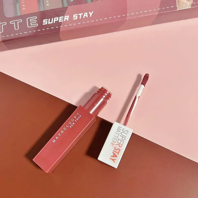12pcs Matte Lipstick 12 Colors Set Long Lasting Waterproof Non-Stick Lipstick Women Lips Makeup