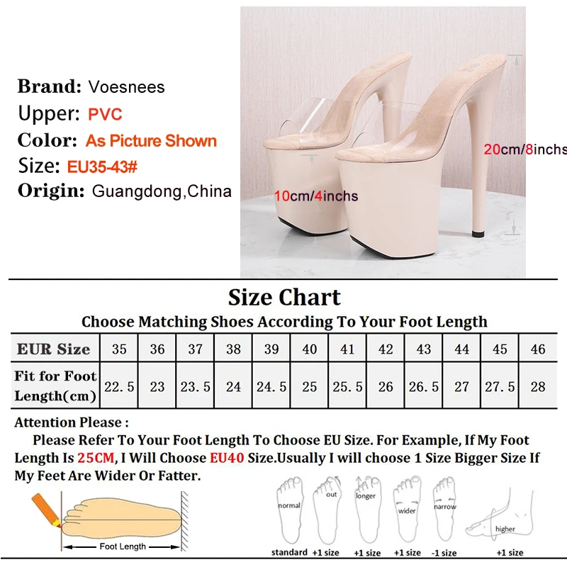 Fetish Platform Clear Sandals 20CM Stiletto Transparent Perspex Europe and America Women High Heel Slippers Slip-on Summer Shoes