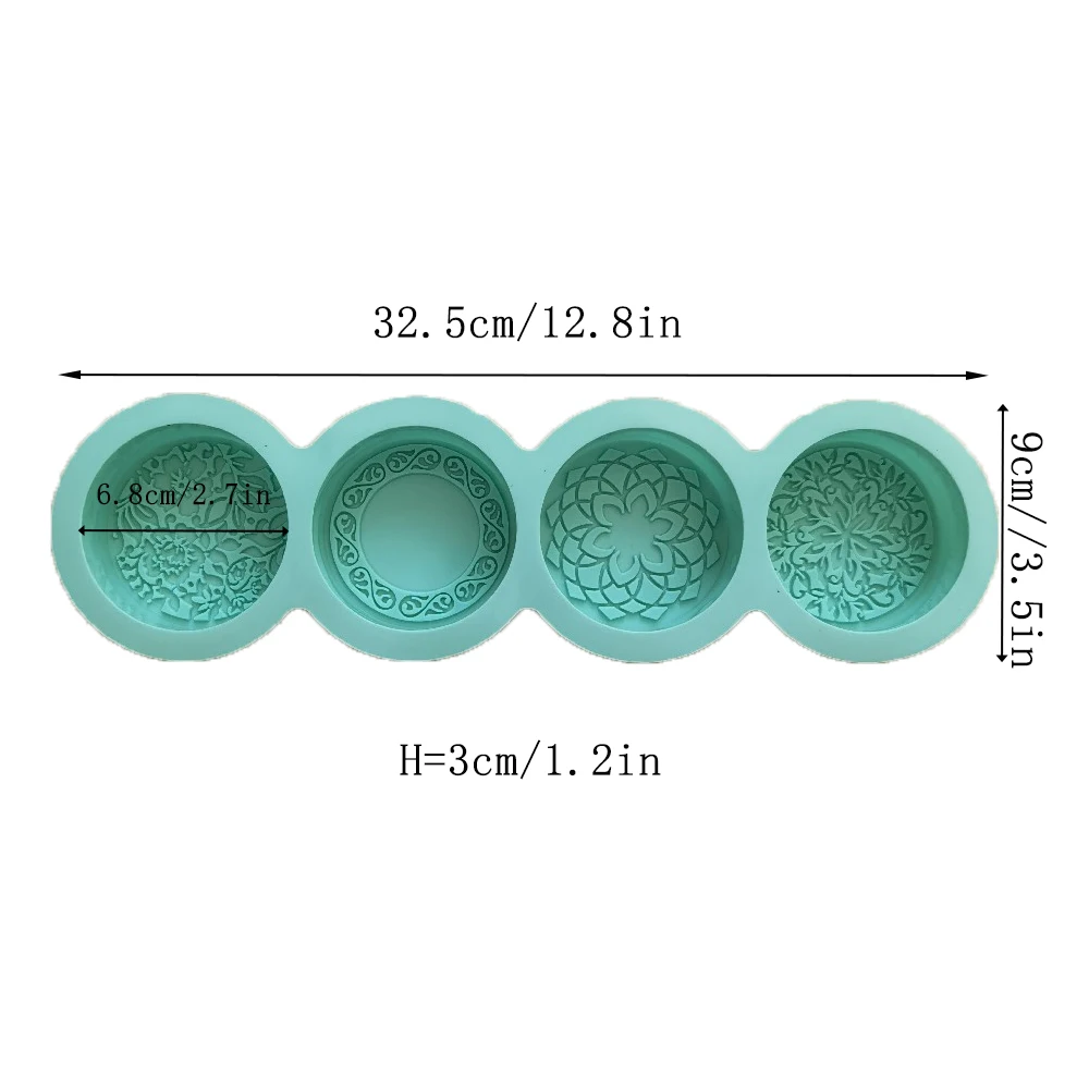Silicone Mold 3D Handmade Silicone Soap Mold 4 Types Flower Soap Making Mould DIY Circular Shape Soaps Craft Tools Round Mooncake Mold