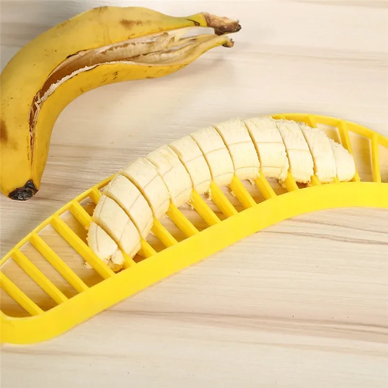Kitchen Gadgets Plastic Banana Slicer Cutter Fruit Vegetable Tools Salad Maker Chopper Cooking Cut