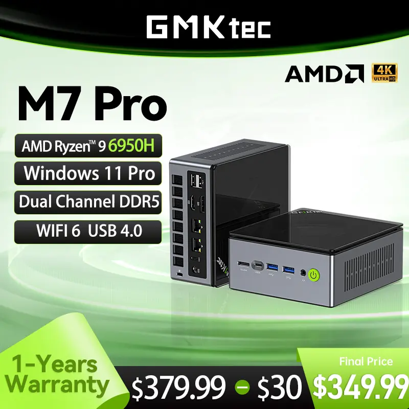 【美品】GMKtec M7 Pro Ryzen 9 PRO 6950H GMKtec AMD Ryzen 9 PRO 6950H Mini PC--NucBox M7 Pro 309.99