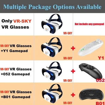 VR-SKY Blu-Ray Virtual Reality VR Glasses IMAX 4K 3D Glasses Google Box VR Headset Helmet for 4.7-7" Phone,Support Game Joystick 3