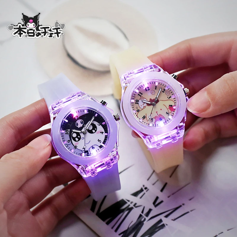 

New Sanrio Children's Watch Kuromi Cinnamoroll Kawaii Anime Cute Student Wrist Silica Gel Rotatable Decoration Toys For Girls