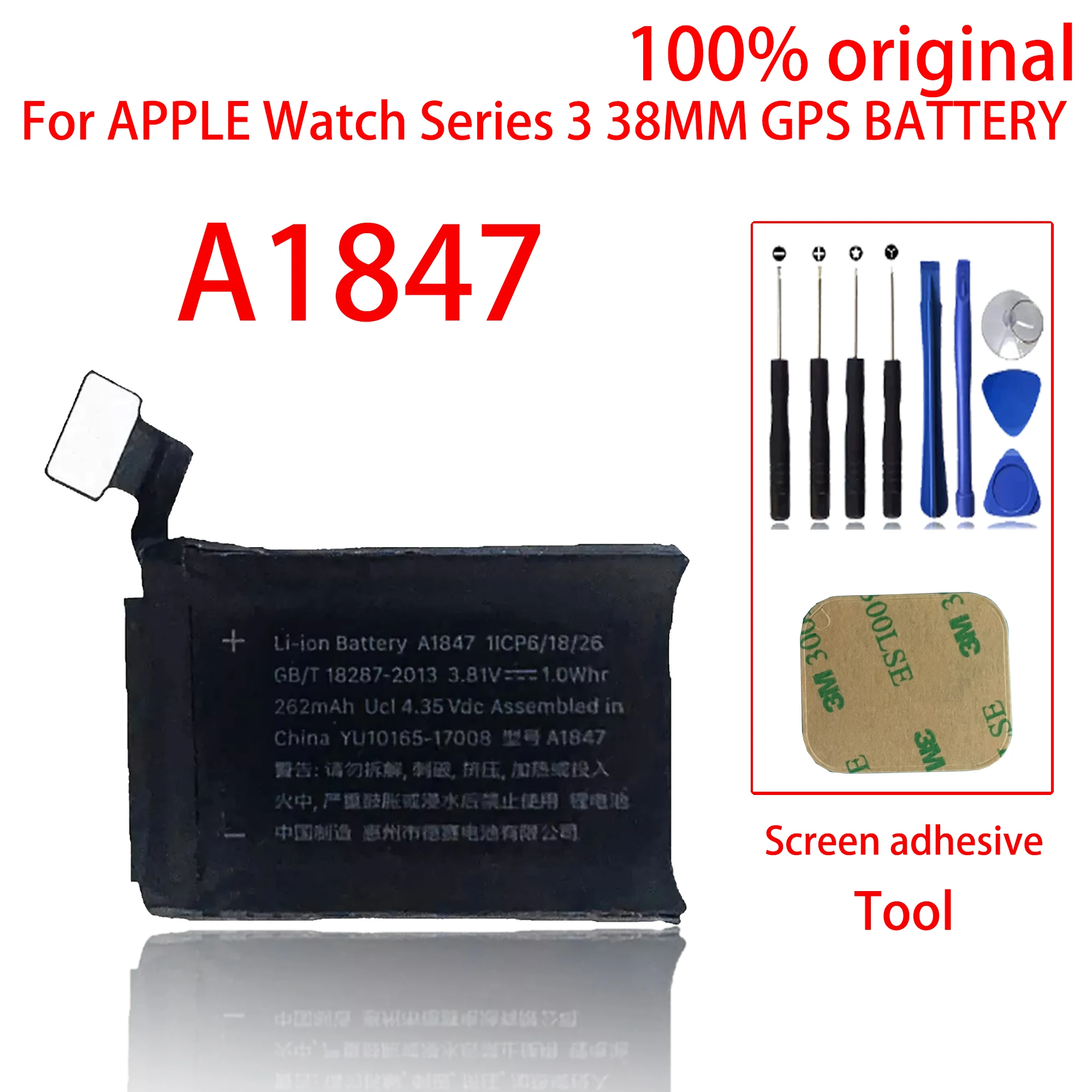 

100% Original 38mm Battery For Apple Watch Series 3 GPS for Series 3 A1848, A1847, (3st Generation) Batteries Bateria