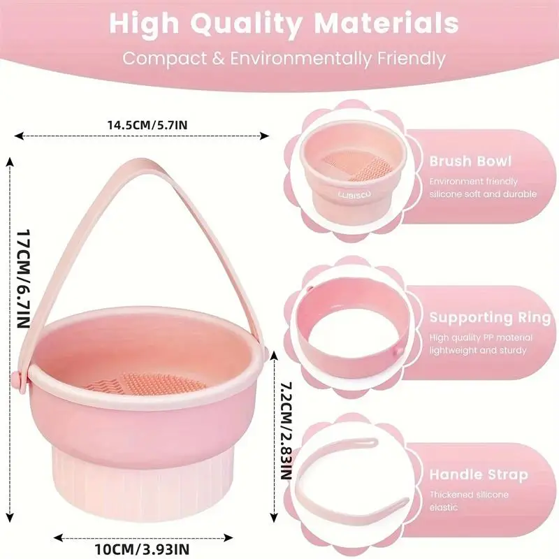 Silicone Makeup Brush Cleaner Mat with Drying Holder