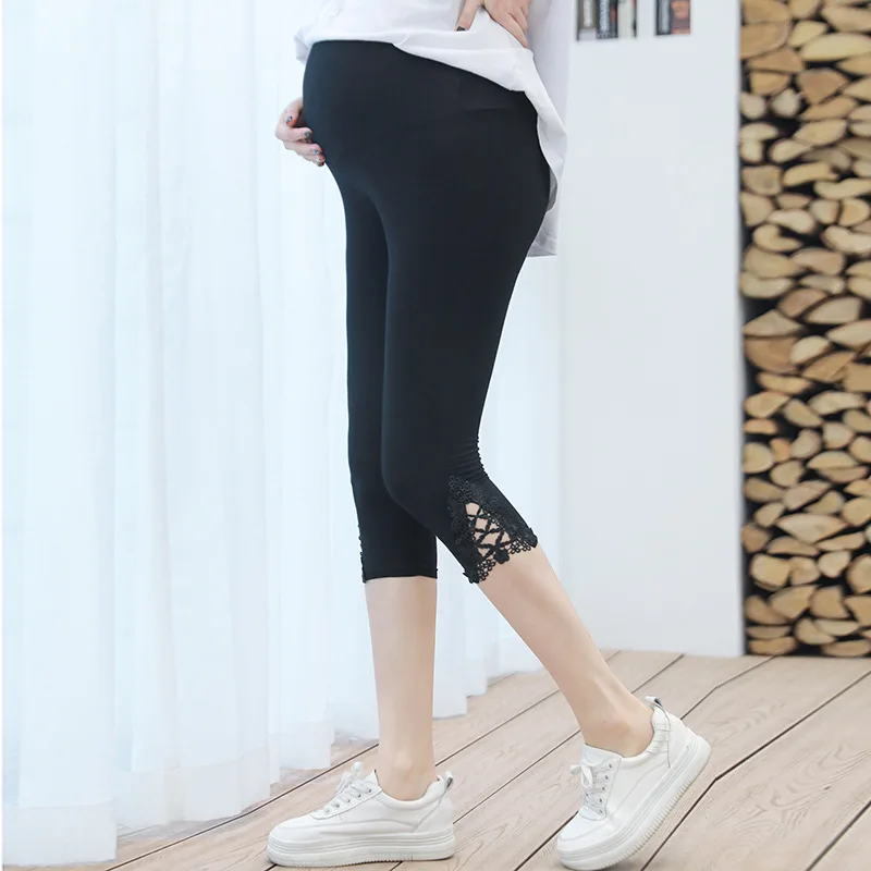 Summer Plus Size Capris for Pregnant Women High Waist Adjustable Pregnancy Leggings Maternity Slim Trousers Pants ONLY