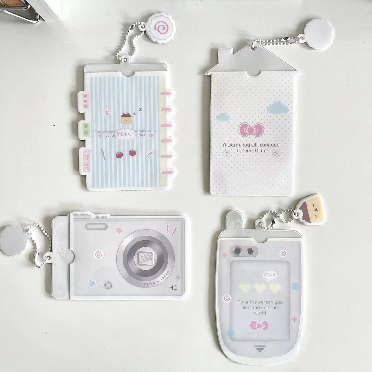 PVC card cover mobile phone camera fan star love beans small card campus card collection card bag display pendant 2