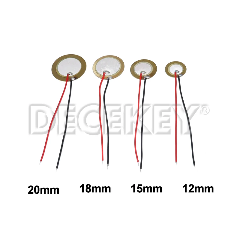 5/10/20PCS 버저 압전 피에조 세라믹 웨이퍼 플레이트 피에조 요소 직경 12MM 15MM 18MM 20MM 27MM 35MM 50MM 와이어 포함