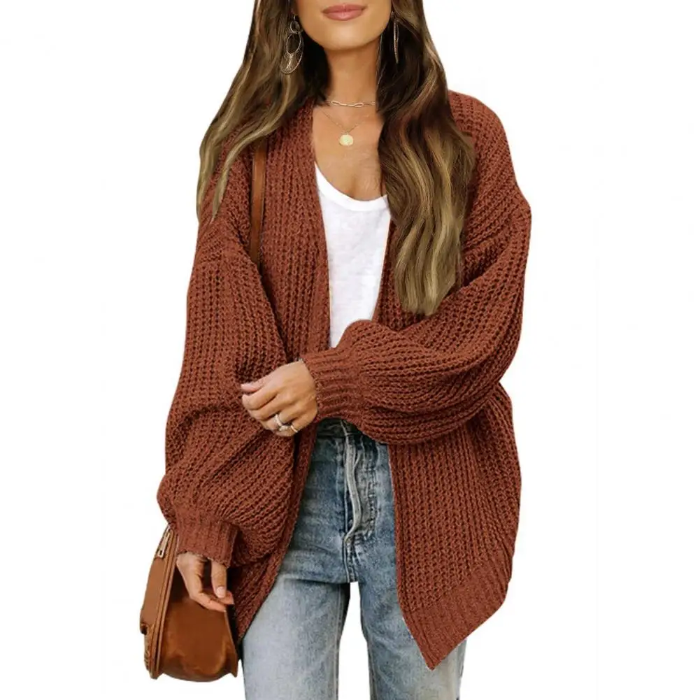 

Women's Cardigan Sweater Coat Elegant Lantern Sleeve Knitted Soft Solid Color Coat Sweater for Women Autumn Winter 가을 여성 의류