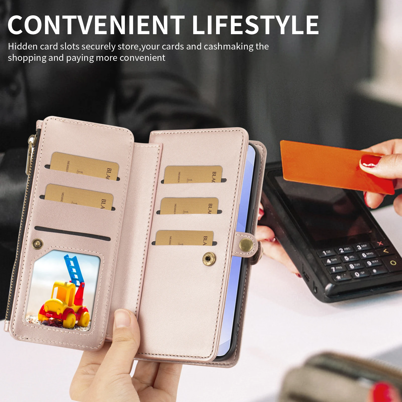 Stylish Wallet-Style Crossbody Phone Case with Multiple Card Slots and Coin Pocket in Faux Leather