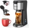 Iced Coffee Maker, Hot & Cold Coffee Maker Single Serve for K Cup / Ground, w/ Descaling Reminder & Self Cleaning | USA | NEW 1