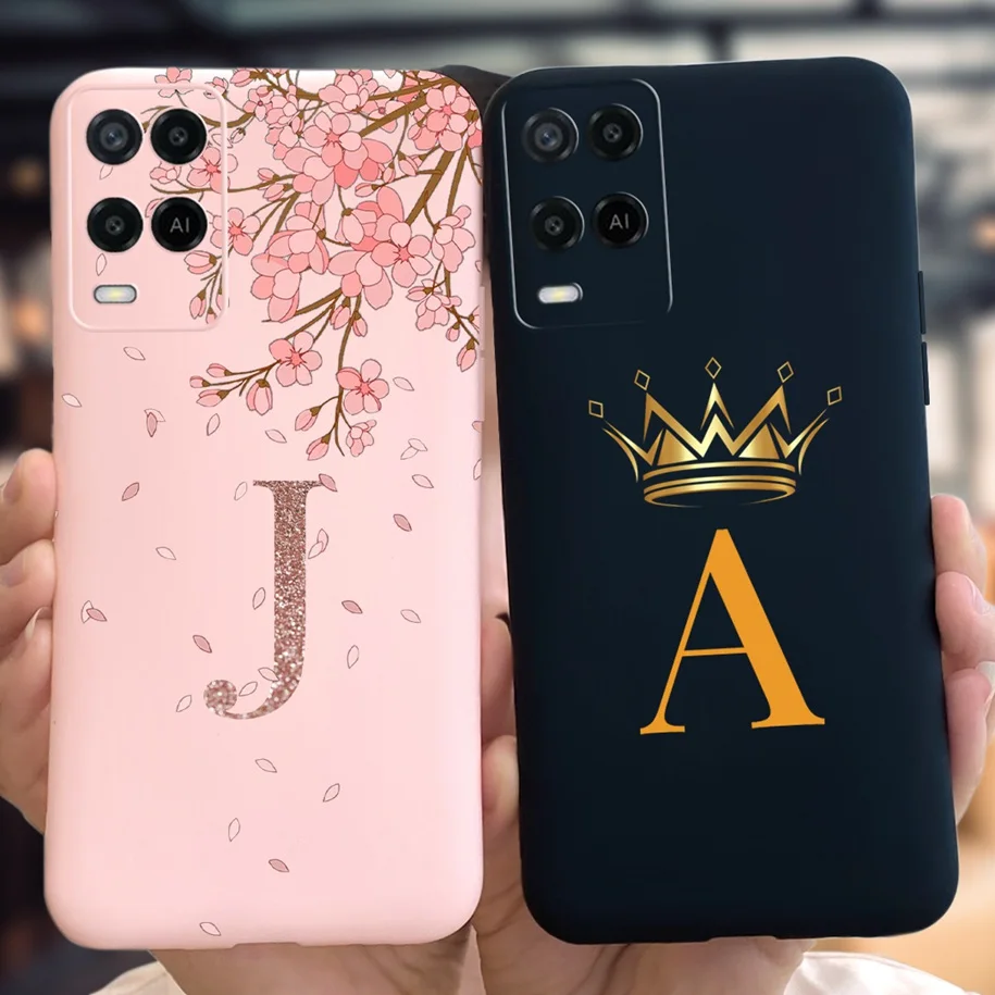 Per Oppo A54 Custodia Cph2239 Cover Cute Letters Crown Slim Soft Tpu Cover Opaca Per Oppo A54S Cph2273 Custodia Per Telefono Oppoa54 A 54 Coque