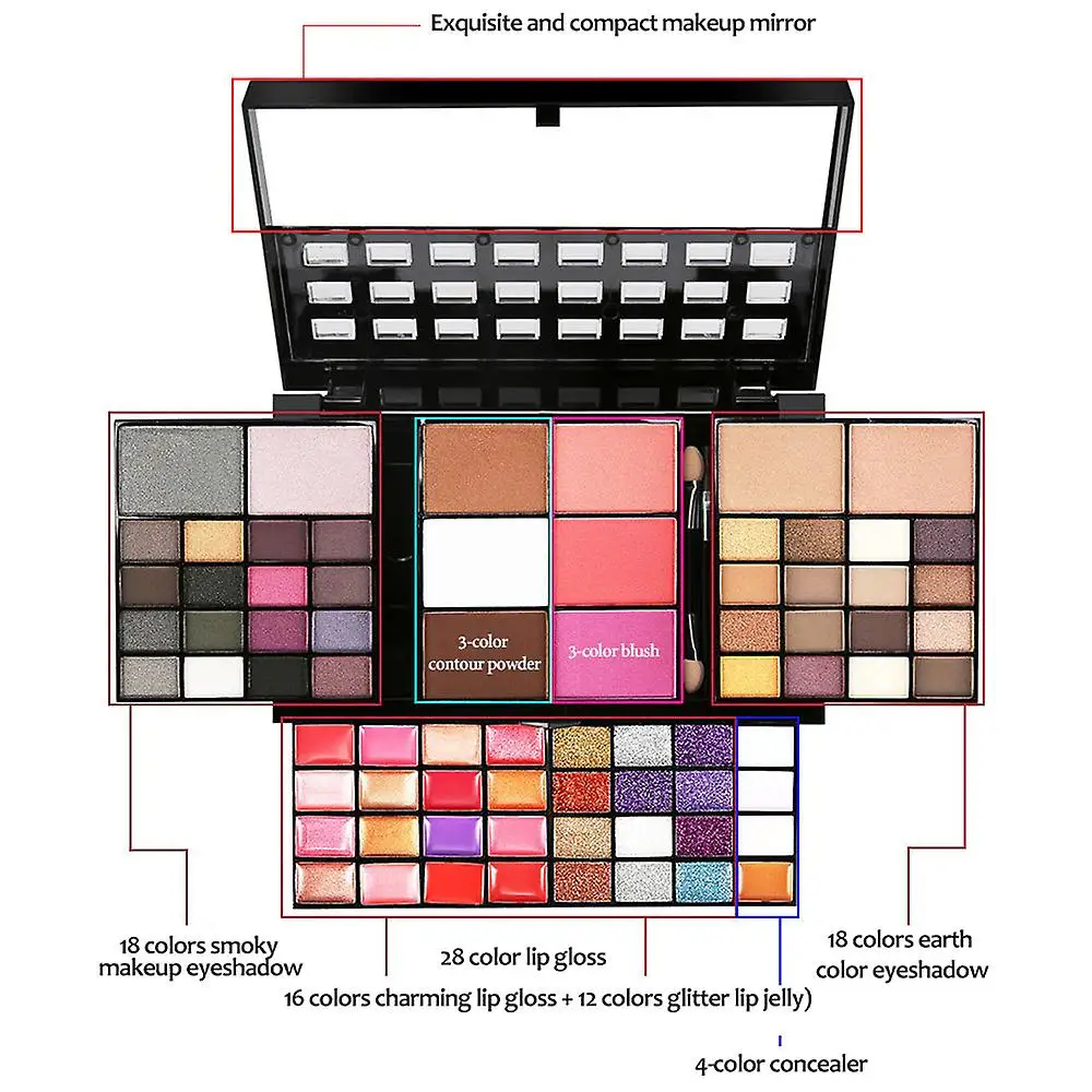 74 Color/Box Eyeshadow Makeup Set Waterproof Eyeshadow Palette Professional Lip Gloss Kits Blush Foundation Makeup maquillaje 3