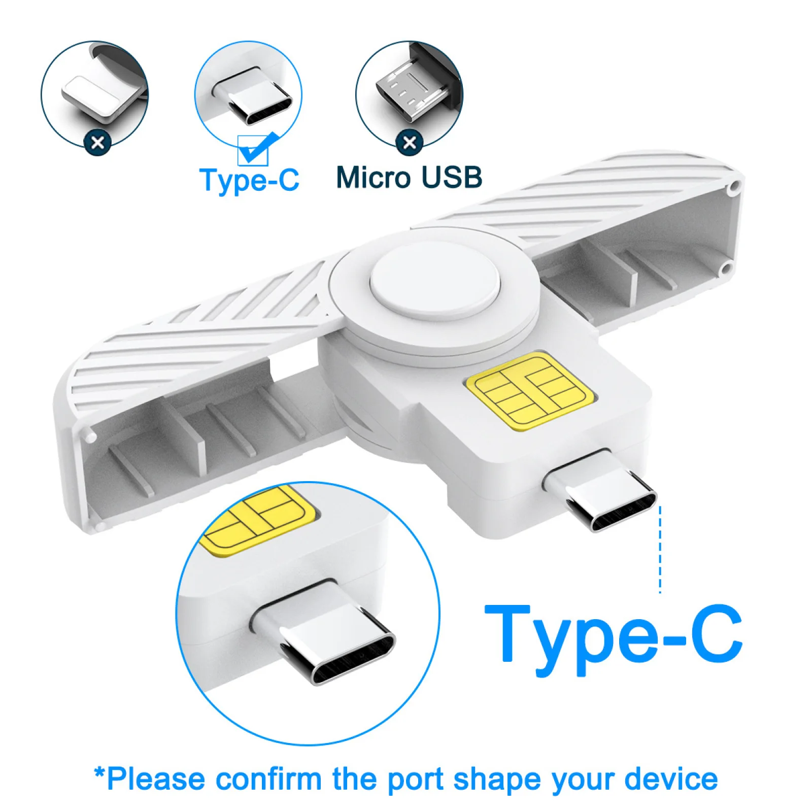 

Foldable DOD Type C Common Access CAC Smart Card SIM Card/IC Bank Chip Card Reader