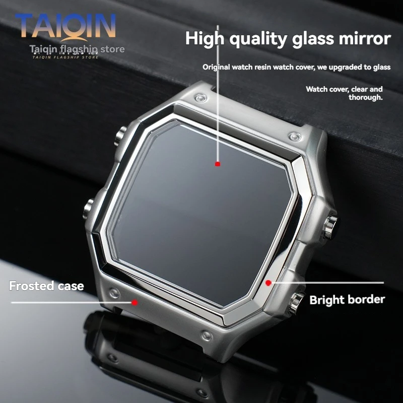Stainless Steel Watch Case with Waterproof Ring - Black/Silver Finish