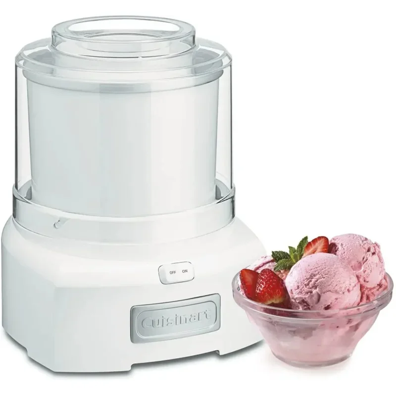 QWQJQWCuisinart Ice Cream Maker Machine,1.5 Quart Sorbet,Frozen Yogurt Maker,Double Insulated,White,ICE-21P1 2