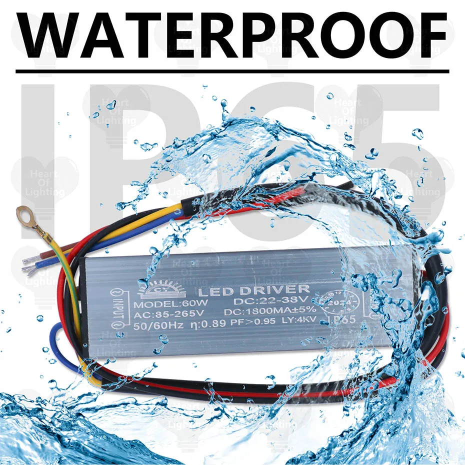 Led-treiber 60W Adapter Beleuchtung Transformator AC85V-265V zu DC22-38V Wasserdichte IP65 Schalter Netzteil 1800mA DIY Für Flutlicht – Detail 4