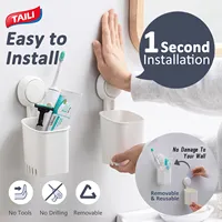 TAILI 1pcs Toothbrush Holder Suction Cup Wall Mounted Drill-Free for Bathroom Shower Electric Toothbrush Toothpaste Razor Holder 2