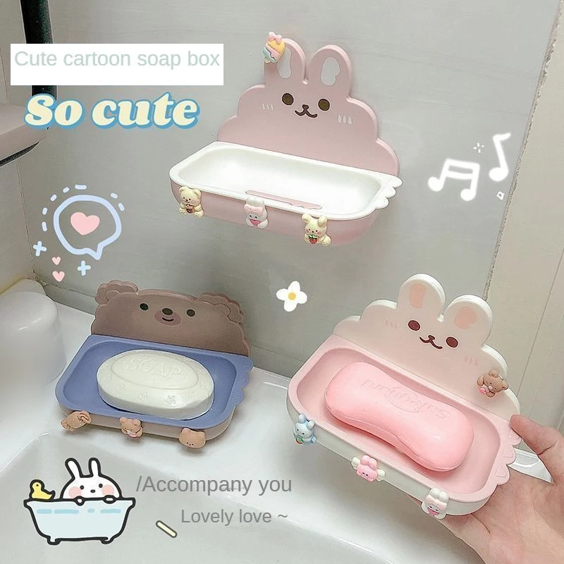

Soap Box Good Temperature Resistance No Need To Punch Holes Drain Bunny Household Use Household Daily Necessities Cute Soap Box