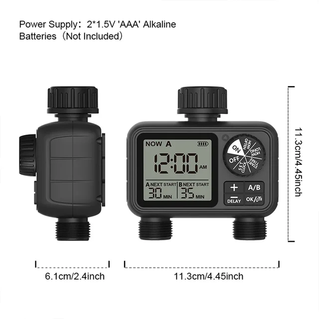 Eshico HCT-M06 Newest 2-outlet Digital Water Timer A/B-Zone Independent Programer Control Adjustable Sprinker Easy Installation 4