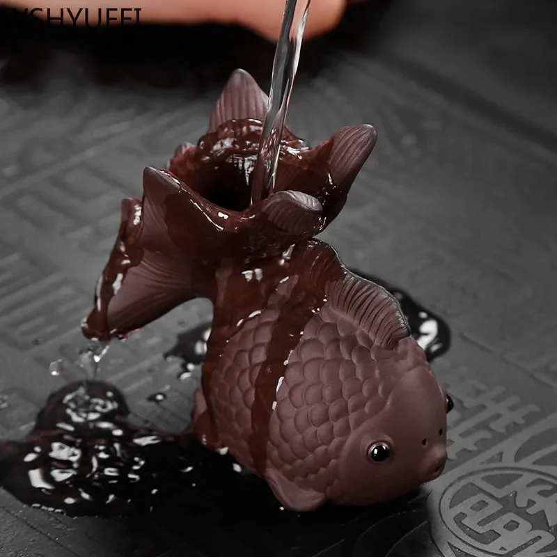 Creative Purple Clay Small Tea Pet Ornament Handmade Crafts Animal Figurine Tea Ceremony Accessories Table Decoration,tea pet ornaments,room decor statues