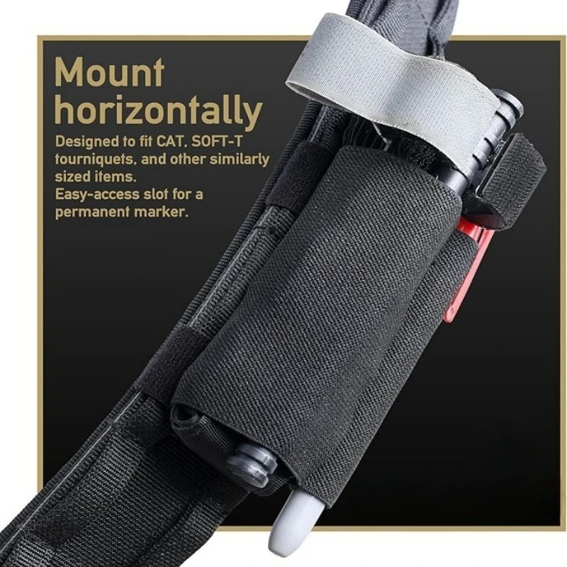 Elastischer taktischer Tourniquet-Halter, Retentionsband, TQ-Hüllen-Tasche, horizontaler Kampfgürtel-Zubehör für Notfallmedizinbedarf – Detail 6