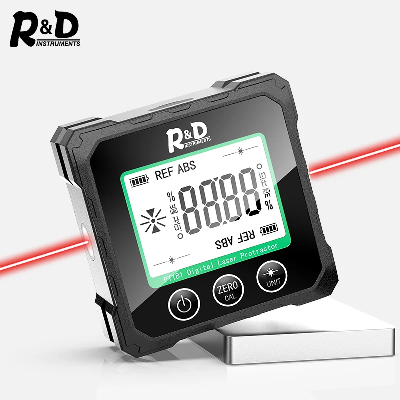 R&D PT181 Digital Protractor Green Laser Angle Measure Inclinometer 5 side Magnetic Level Box Type-C Charging Angle meter 2