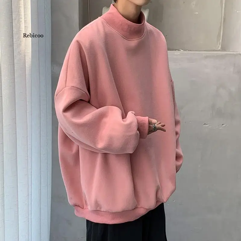 

Толстовка мужская с воротником-стойкой, Модный повседневный свитшот в Корейском стиле, уличная одежда, Свободный пуловер в стиле хип-хоп, худи