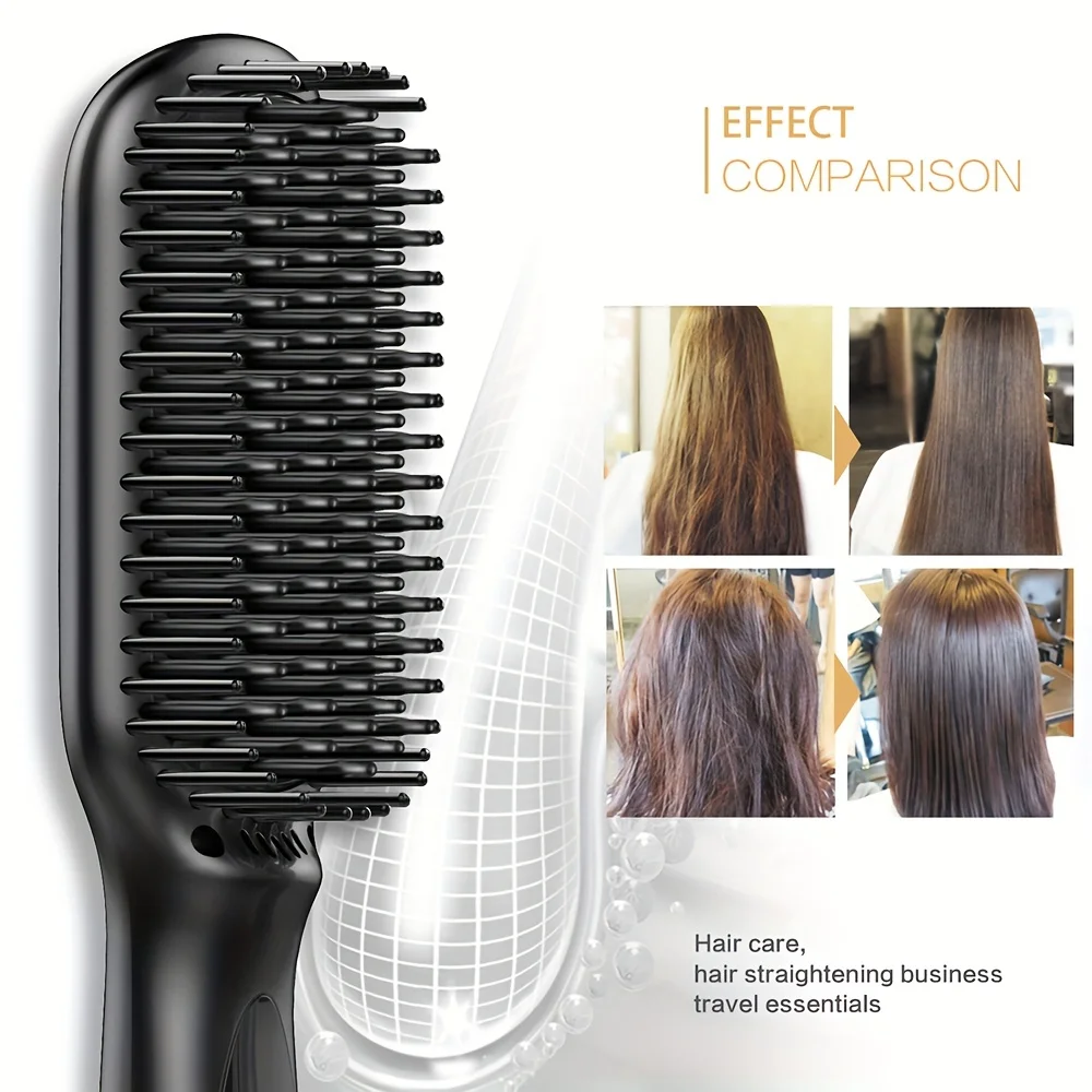 Ceramic Ionic Hair Straightener Brush Salon Fast Heating Hair Straightening Brush Anti-Scald Hair Beard Straightener Comb 5